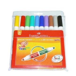 MARCADOR FABER CASTELL     10  Colores BICOLOR   Estuche  Escolar