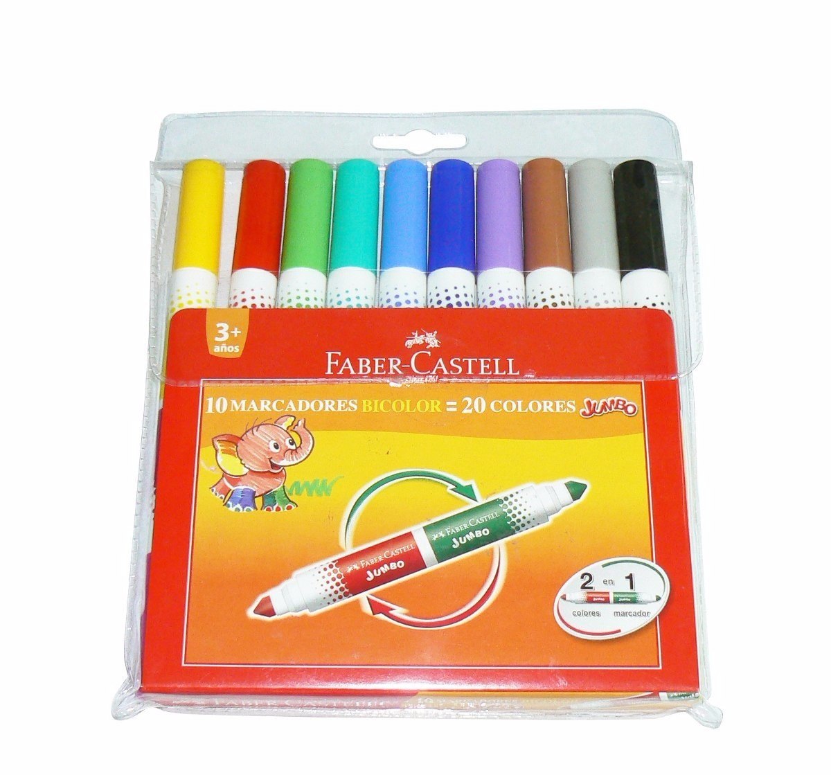 MARCADOR FABER CASTELL     10  Colores BICOLOR   Estuche  Escolar