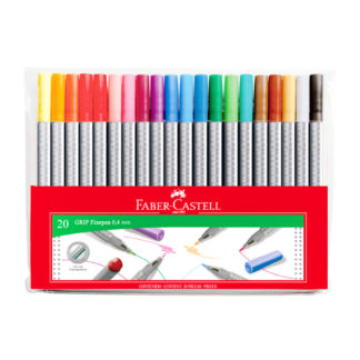 MARCADOR FABER CASTELL     20  Colores GRIP   Estuche  Escolar   Art. 32046