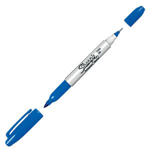 MARCADOR SHARPIE   Permanente   Doble Punta    Twin Tip Azul
