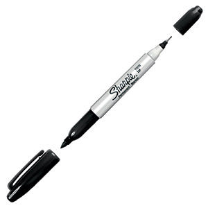 MARCADOR SHARPIE   Permanente   Doble Punta    Twin Tip Negro